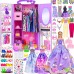 Fashion 91pcs 11.5 Inch Girl Doll With Clothes Accessories And Closet, Princess Gowns, Fashion Dresses, Outfits, Swimsuits.Doll Dress Up Toys For Girls Kids Toddlers.Christmas Gift For Ages 3+